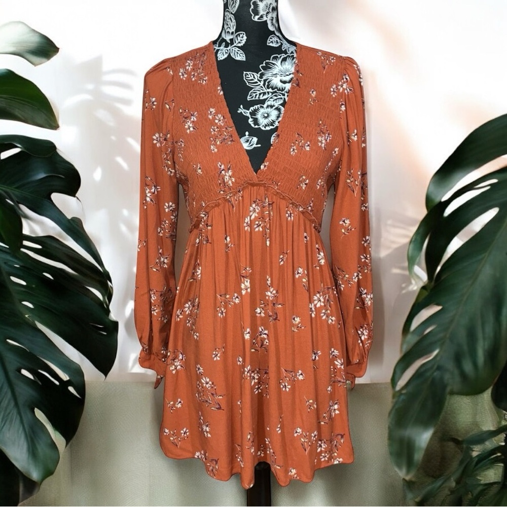 Wild Fable Smocked V-Neck Peasant Dress